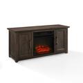 Plugit 48 in. Camden Low Profile TV Stand with Fireplace, Dark Walnut PL3046416